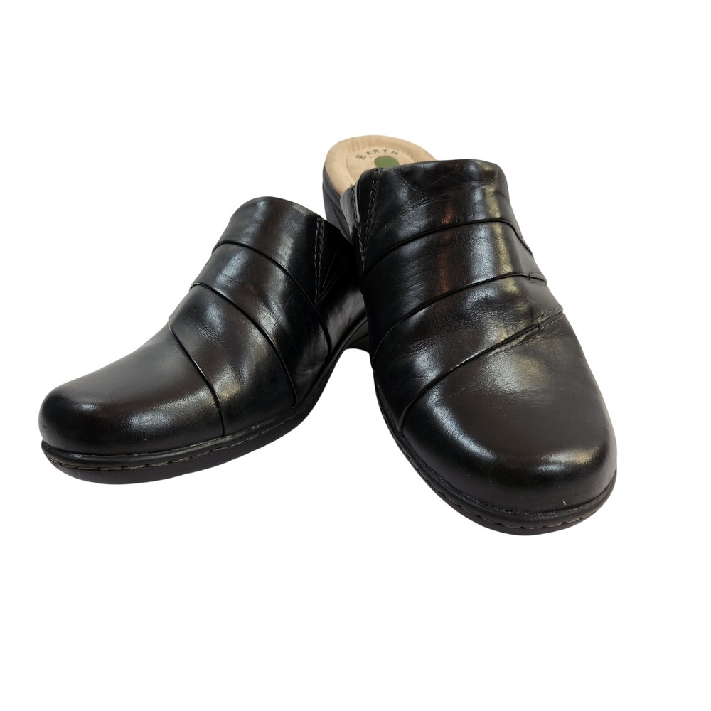 Earth Origins‎ Ginger Black Leather Slip On Clogs Womens Size 10M Comfort Shoes